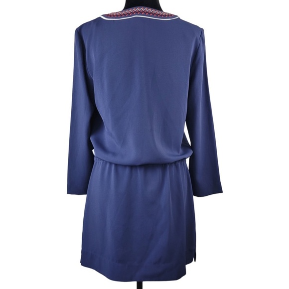 Laundry by Shelli Segal navy blue shirt dress embroidered neckline size S - Picture 15 of 15